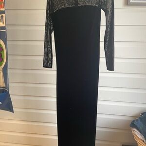 Vintage J.R. Nights Elegant Black Long Sleeve Velvet Dress